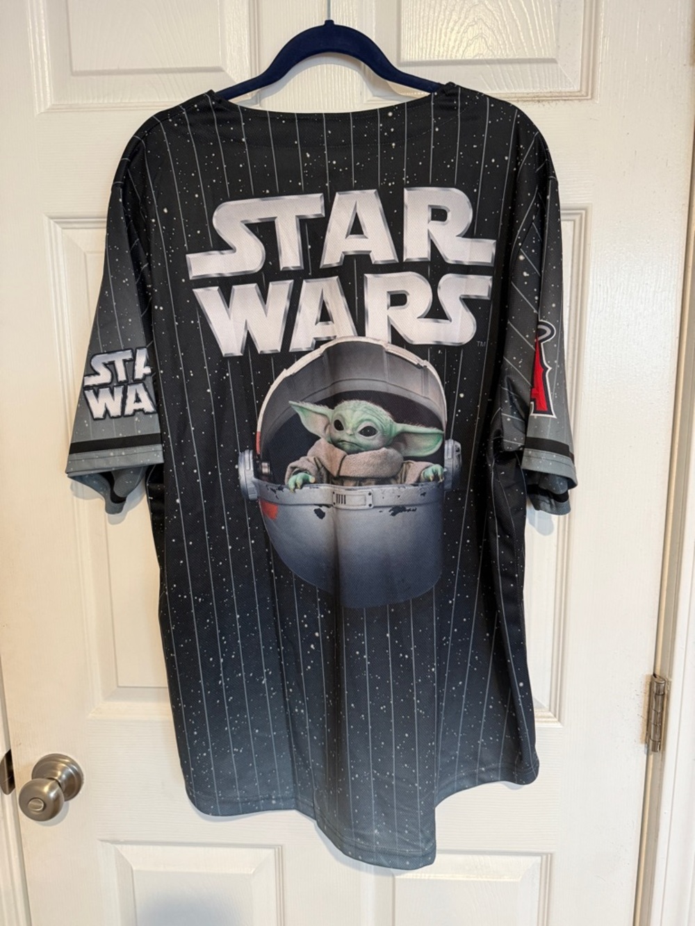 Los Angeles Angels Star Wars Mandalorian Jersey - Black with Red Logo - Picture 2 of 6